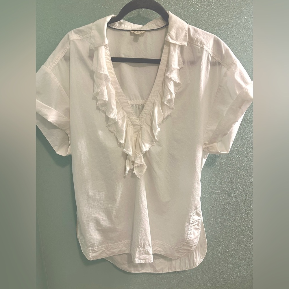 Pilcro Short-Sleeve Reworked Ruffle Blouse - Picture 4 of 9
